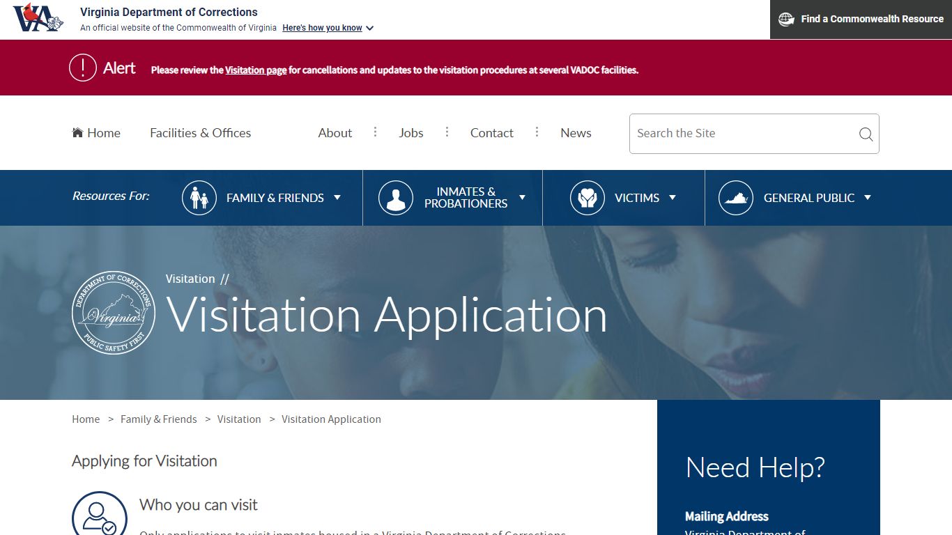 Virginia - Inmates, Adult Visitor Application and Background ...